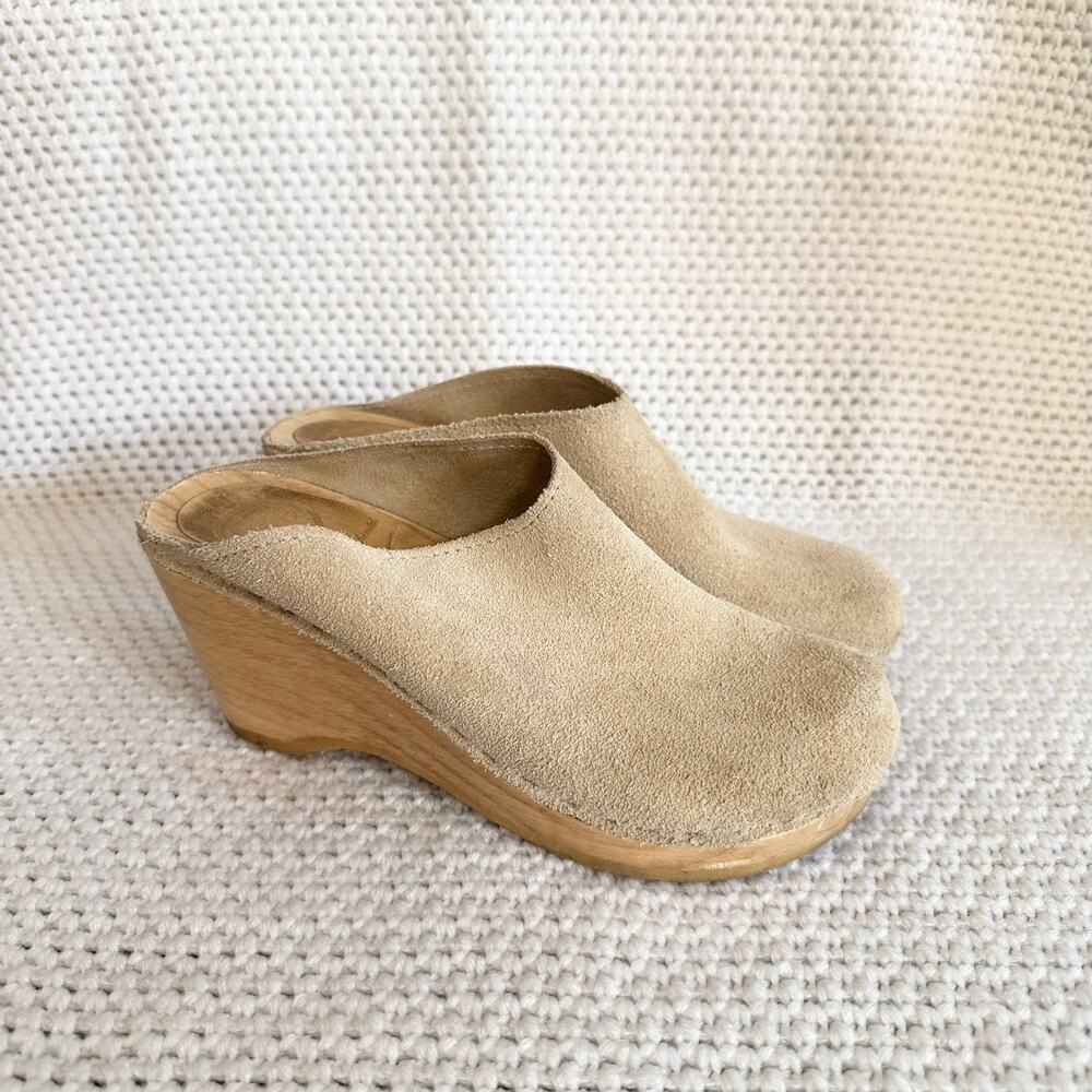 No. 6 New School Clog On Wedge Chalk Suede Closed Toe Platform Slip On Size 38 - Picture 2 of 10